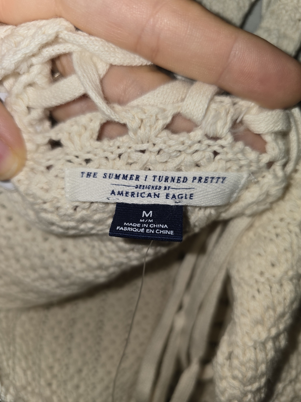 The Summer I Turned Pretty Crochet V-Neck Crop Top in Cream - Picture 6 of 10